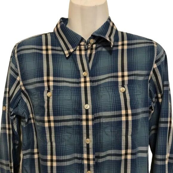 Lauren Jeans Company Blue Cotton Plaid Shirt Long Sleeve Button Up Size XS - Picture 2 of 5